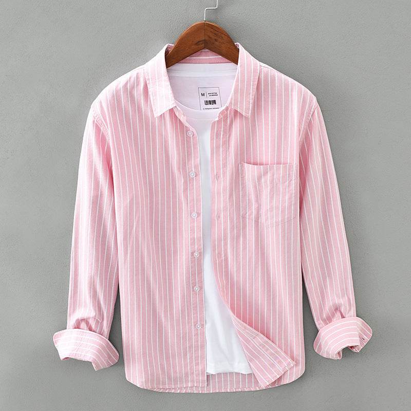 Men's Cotton Striped Long-Sleeved Shirt - Casual Fashion for Every Occasion - Buy Center