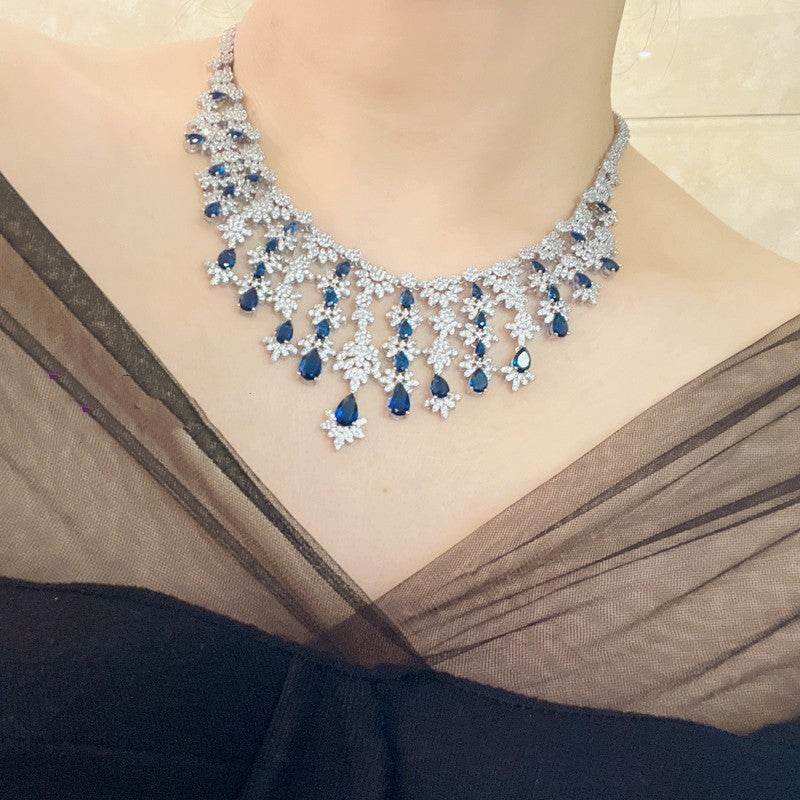 Buy Center Blue Rhinestone Jewelry Set - Necklace, Earrings, Bracelet, Ring - Buy Center