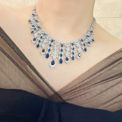 Buy Center Blue Rhinestone Jewelry Set - Necklace, Earrings, Bracelet, Ring - Buy Center