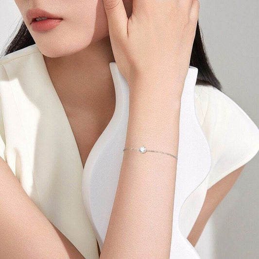 Buy Center Classic Moissanite Bracelet - Elegant 925 Silver Four-Claw Design - Buy Center