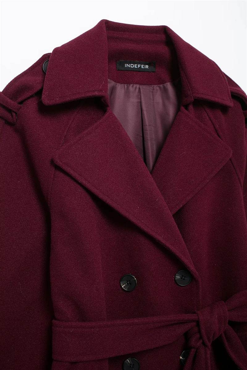 Women's Double Breasted Woolen Coat - Stylish & Warm for Winter 2025 - Buy Center