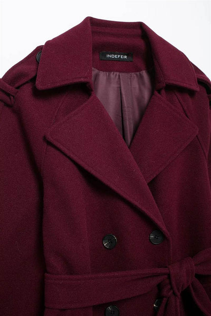 Women's Double Breasted Woolen Coat - Stylish & Warm for Winter 2025 - Buy Center
