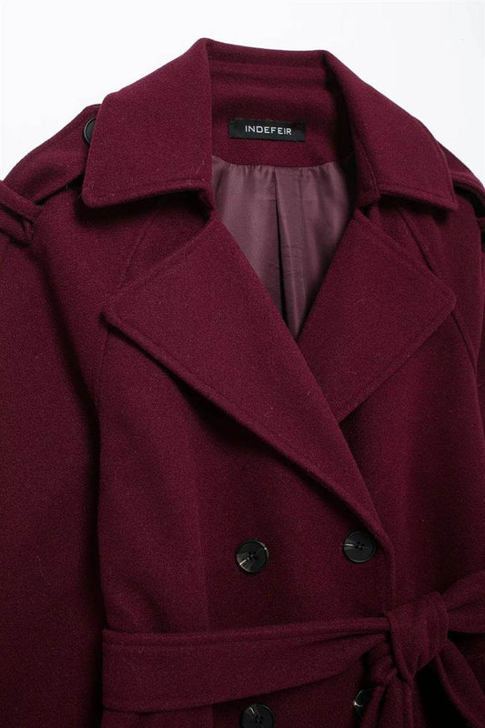 Women's Double Breasted Woolen Coat - Stylish & Warm for Winter 2025 - Buy Center