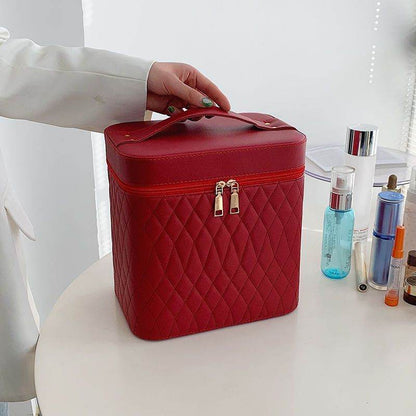 Buycenter Double-Layer Cosmetic Bag with Mirror - Large Capacity Storage - Buy Center