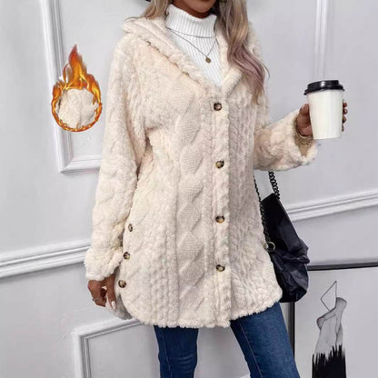 Buycenter Hooded Cardigan Jacket - Long Sleeve, Button Style, Winter Coat - Buy Center
