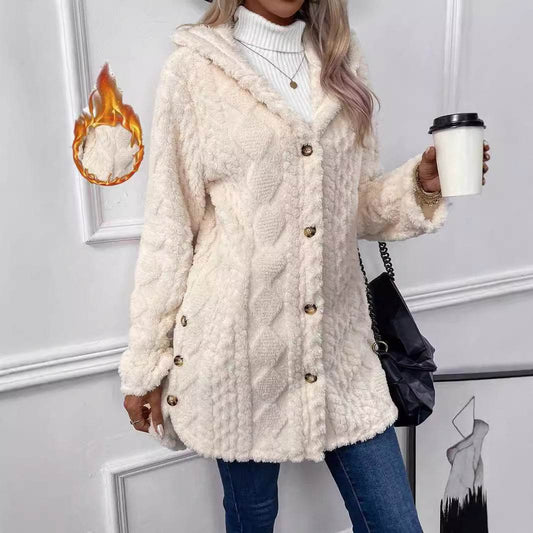 Buycenter Hooded Cardigan Jacket - Long Sleeve, Button Style, Winter Coat - Buy Center