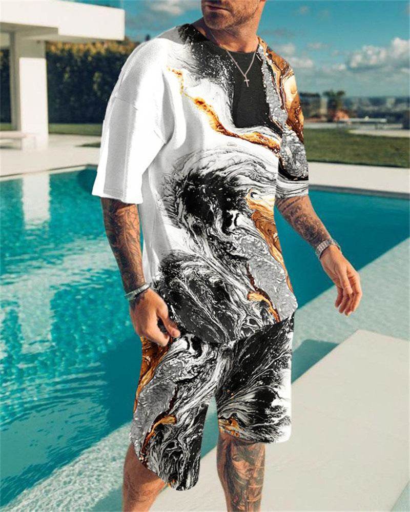 Simple Men's 3D Print Oversized Shirt & Shorts Set - Stylish Comfort 2025 - Buy Center