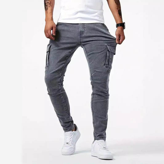 Men's Casual Multi-Bag Labor Protection Pants - Lightweight Cotton Denim - Buy Center
