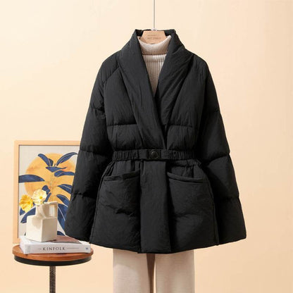 Women's Padded Jacket - Stylish Belted Coat in Classic Colors for 2025 - Buy Center