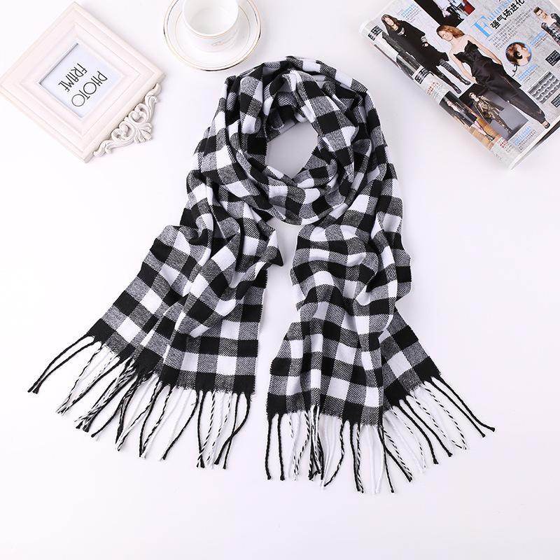Men's English Plaid Faux Cashmere Scarf - Stylish & Warm Accessory - Buy Center