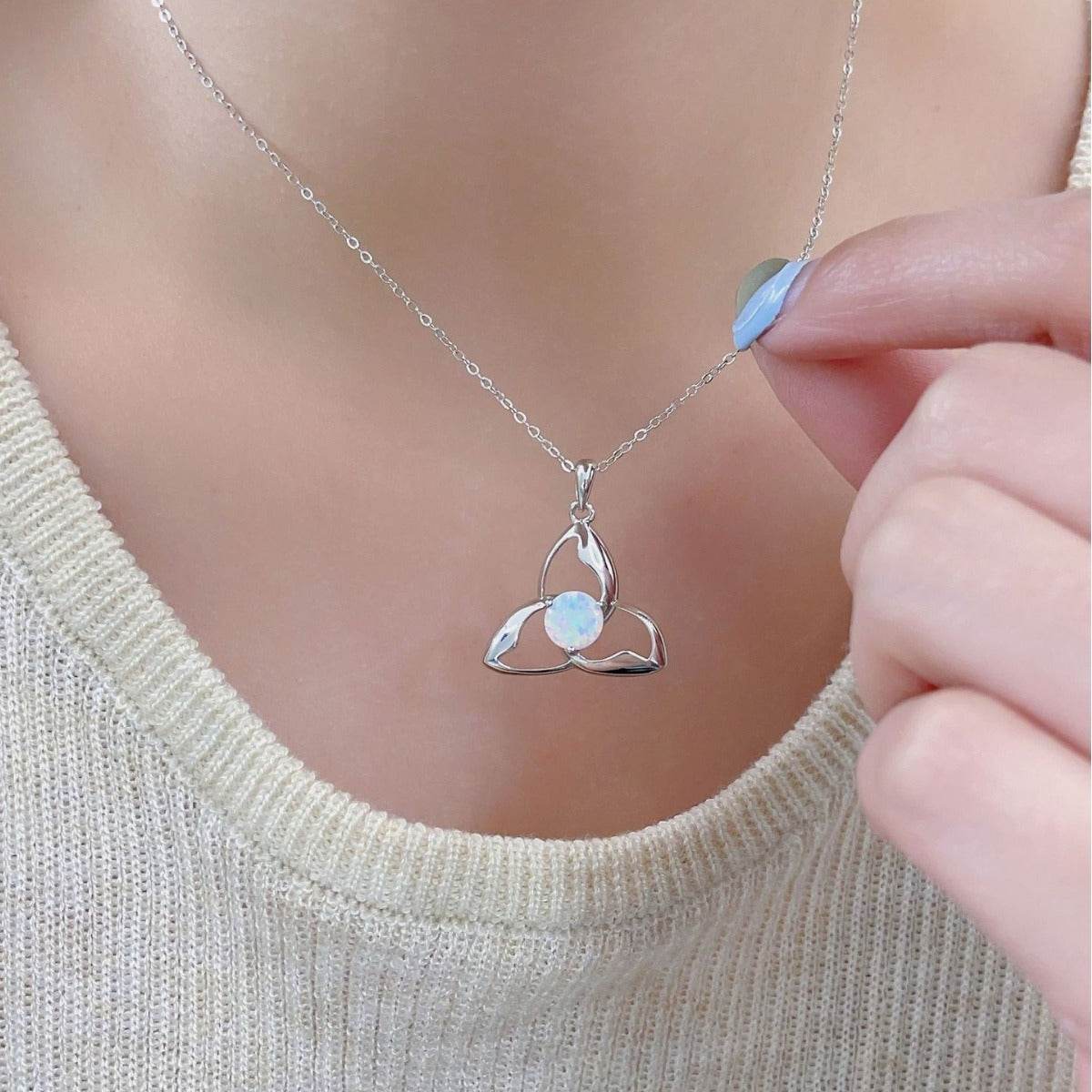 Buycenter 925 Silver Round Opal Necklace - Unisex Cross Chain Jewelry - Buy Center