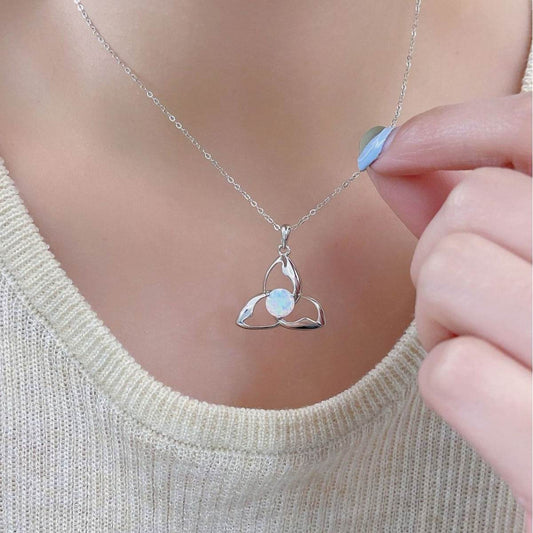 Buycenter 925 Silver Round Opal Necklace - Unisex Cross Chain Jewelry - Buy Center