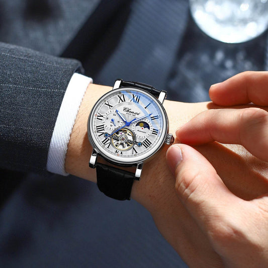 Men's High-End Waterproof Mechanical Watch - Luminous Hollow Flywheel Design - Buy Center