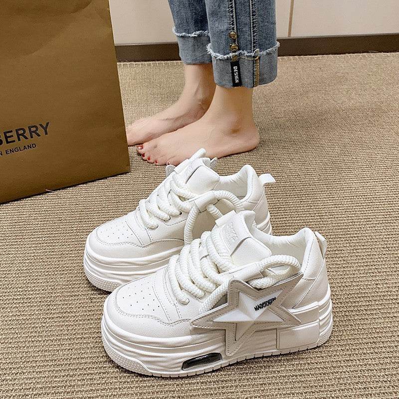 Women's Lightweight Platform Board Shoes - White & Pink Casual Style - Buy Center