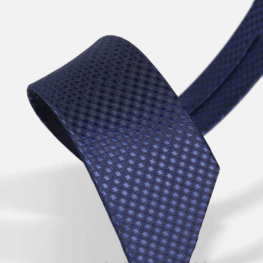 Navy Blue Plaid Tie for Men - Business & Casual Accessory, 7cm Width - Buy Center