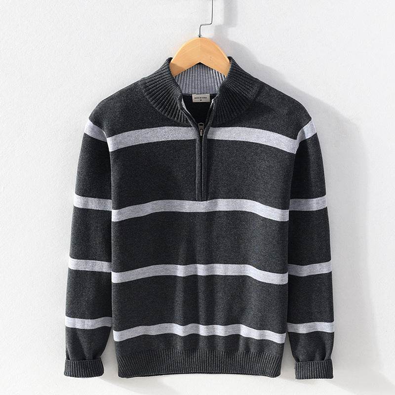 Men's Turtleneck Cotton Wool Half-Zipper Sweater - Slim Fit & Warm - Buy Center
