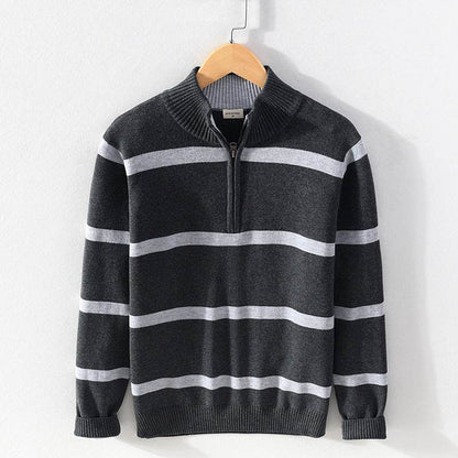 Men's Turtleneck Cotton Wool Half-Zipper Sweater - Slim Fit & Warm - Buy Center