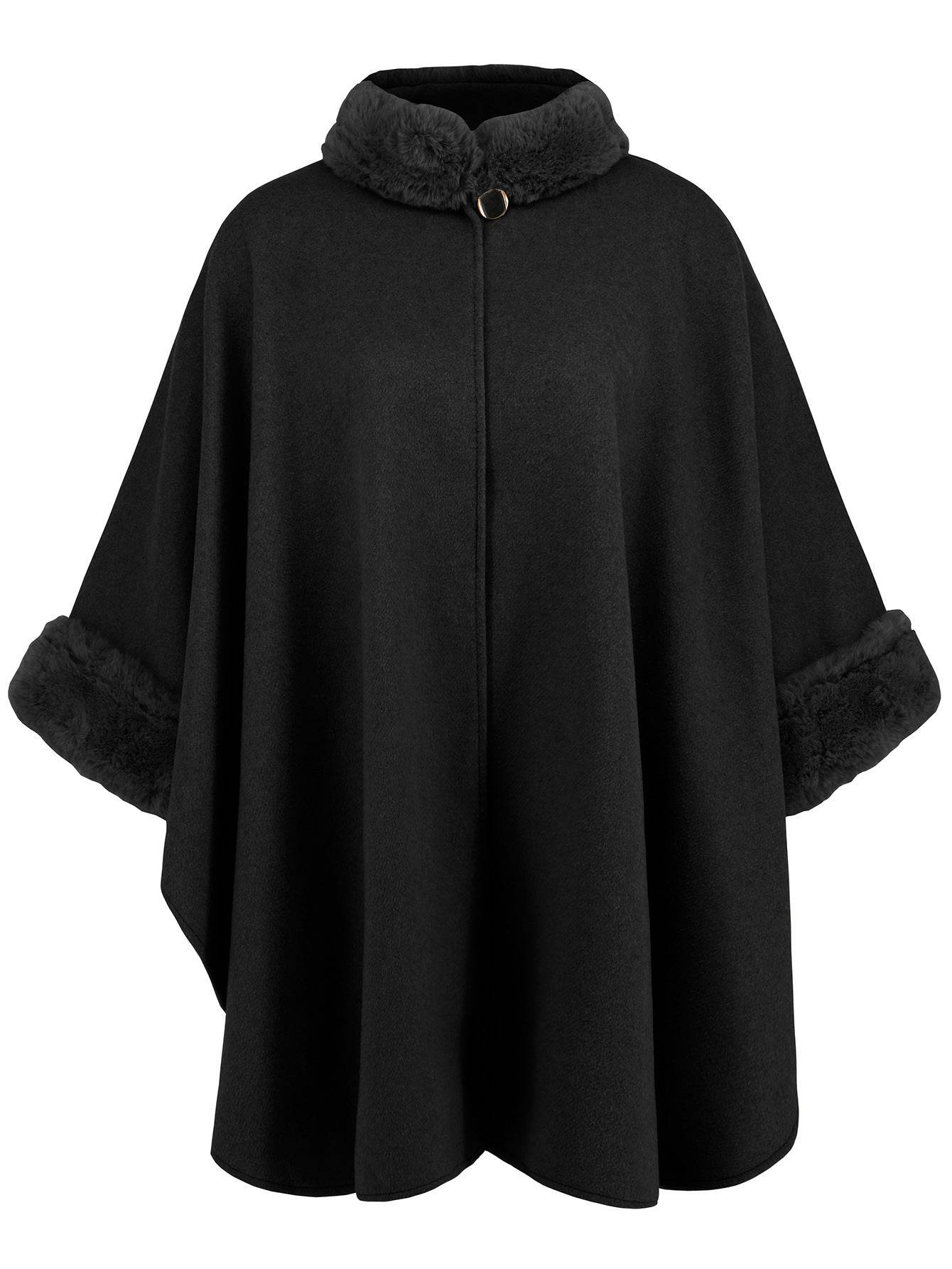 Elegant Women's Fur Collar Coat - Fashionable Mid-Length Trench Cape - Buy Center