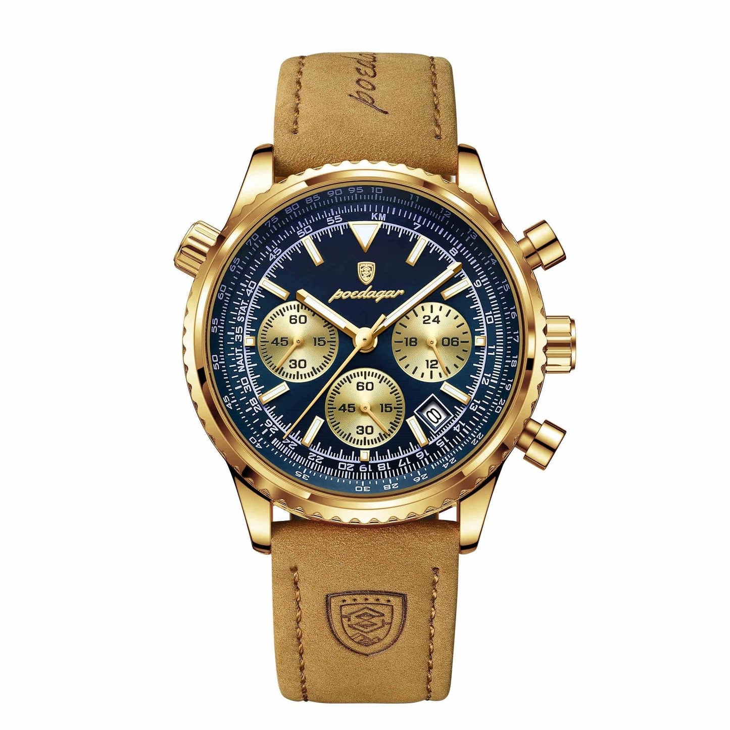 Men's Multi-Functional Quartz Watch - Waterproof Leather Strap, Stylish Design - Buy Center