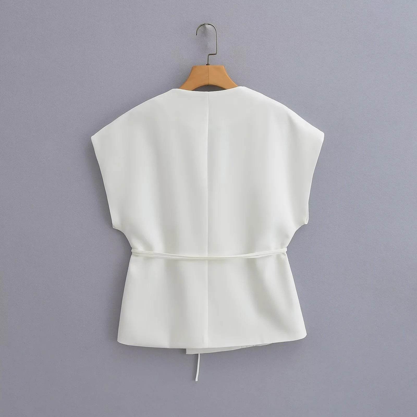 Women's Linen Blend Double Breasted Vest - Stylish Slim Fit Blazer - Buy Center