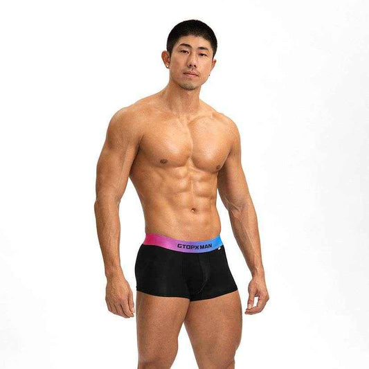 Men's Ice Silk Low Waist Boxers - Breathable Nylon Gradient Design