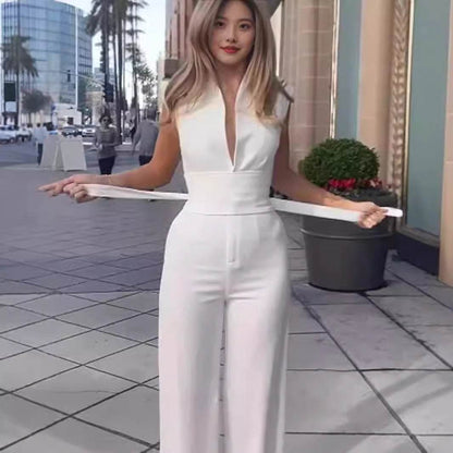 Elegant Low Neck Sleeveless Jumpsuit - Sizes XS to 2XL, Modern Style - Buy Center