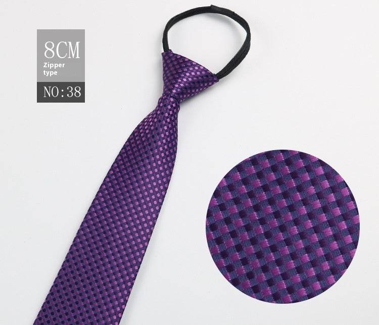 Black Striped Blue Business Tie - Lazy Zip Closure for Easy Wear - Buy Center