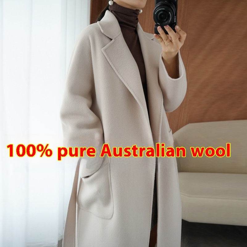 Hepburn Style Thickened Jacket - Loose-Fitting Wool Blend Coat in Colors - Buy Center