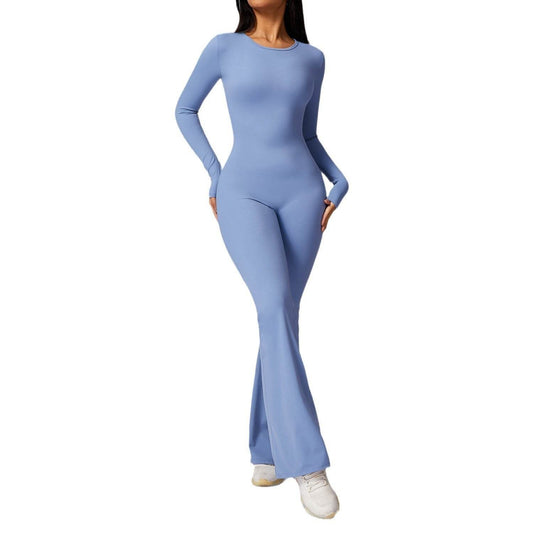 Leisure Horn Long Sleeve Yoga Jumpsuit - Quick-Drying, Stylish Workout Wear - Buy Center