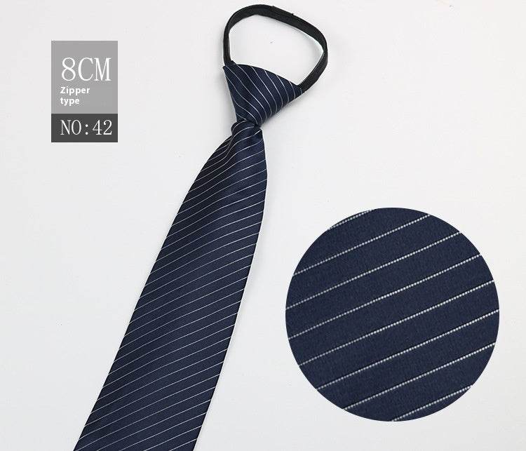 Black Striped Blue Business Tie - Lazy Zip Closure for Easy Wear - Buy Center
