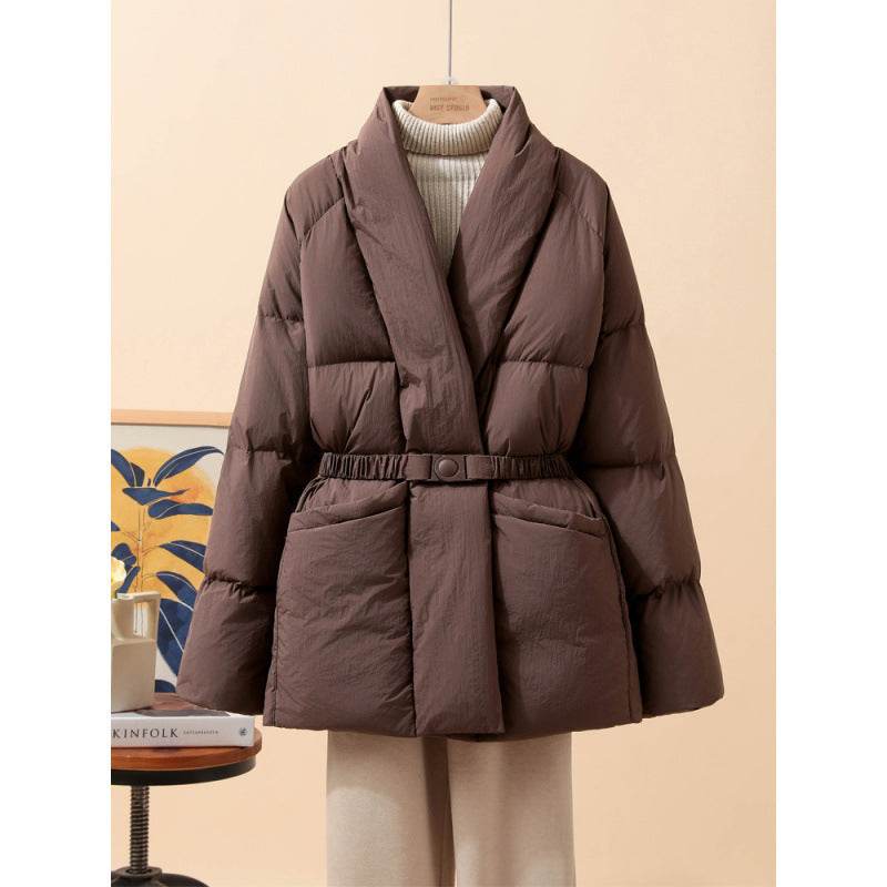 Women's Padded Jacket - Stylish Belted Coat in Classic Colors for 2025 - Buy Center