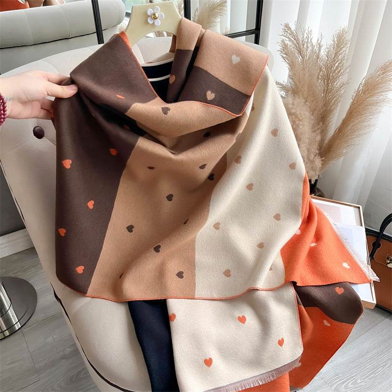 Women's Cashmere Scarf - Double-Sided Warm Love Print for Winter Style - Buy Center