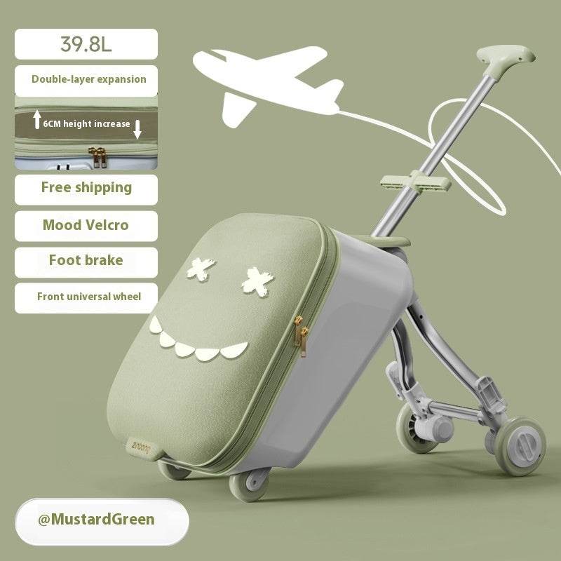 Children's Riding Trolley Case - Mustard Green & Light Yellow Luggage - Buy Center