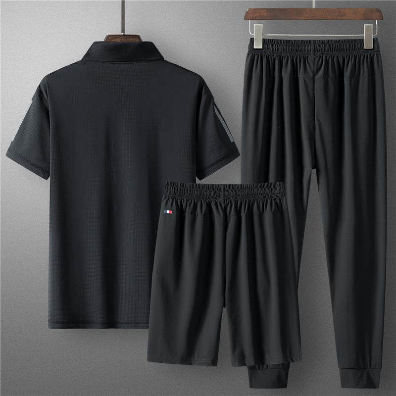 Men's Summer Ice Silk Casual Suit - Comfortable and Breathable Loungewear - Buy Center