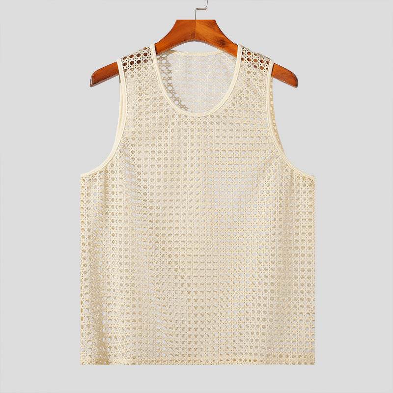 Hollow Fitness Sports Sleeveless T-shirt - Casual Summer Top in Apricot - Buy Center