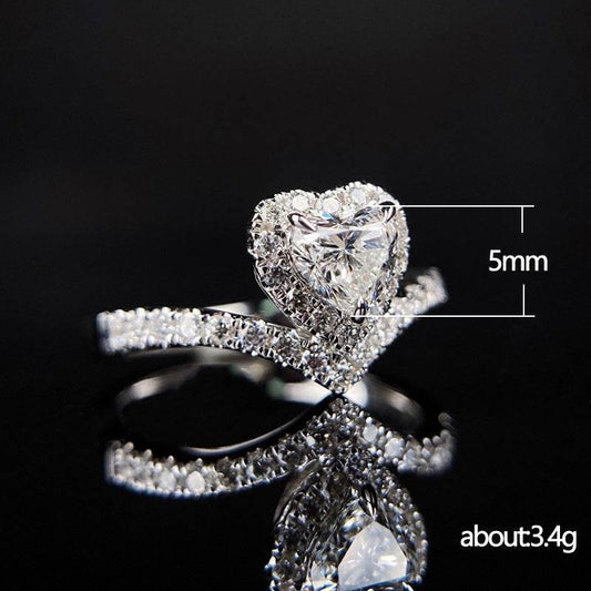 Buy Center Simple V-Shaped Heart Zircon Ring for Women - Stylish Copper - Buy Center