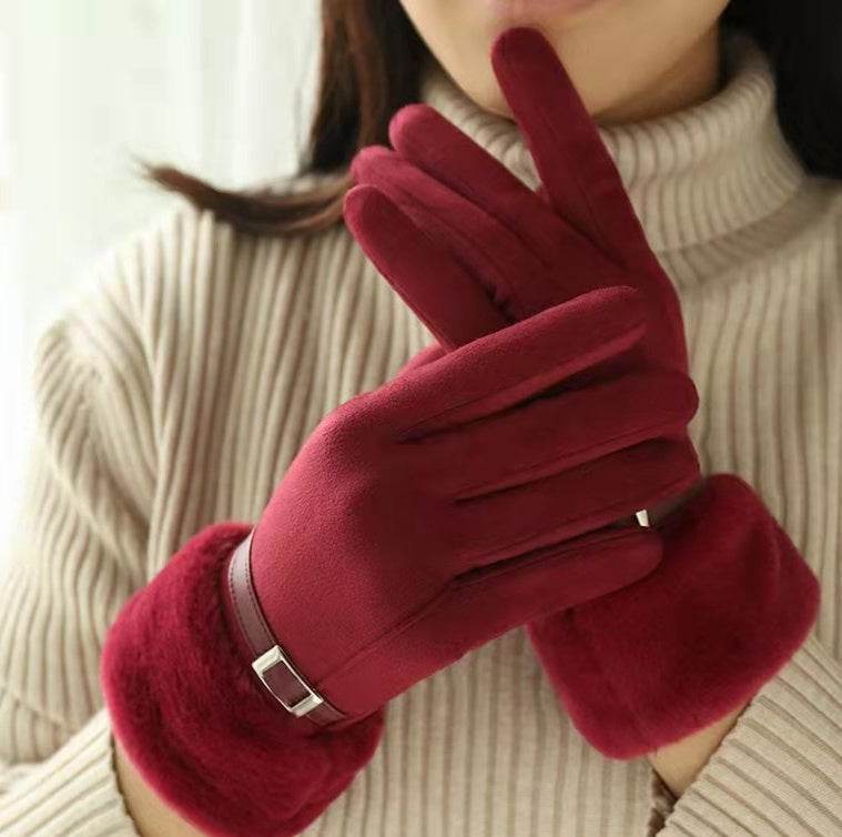 Women's Outdoor Cycling Gloves - Touch Screen, Fleece & Stylish Suede - Buy Center