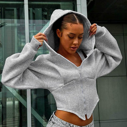 Y2K Zipper Hoodie Cardigan - Trendy Slim-Fit Women’s Corset Jacket - Buy Center
