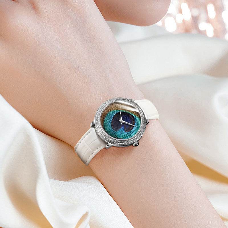 Buycenter Women's Waterproof Belt Watch - Feather Dial & Quartz Movement - Buy Center