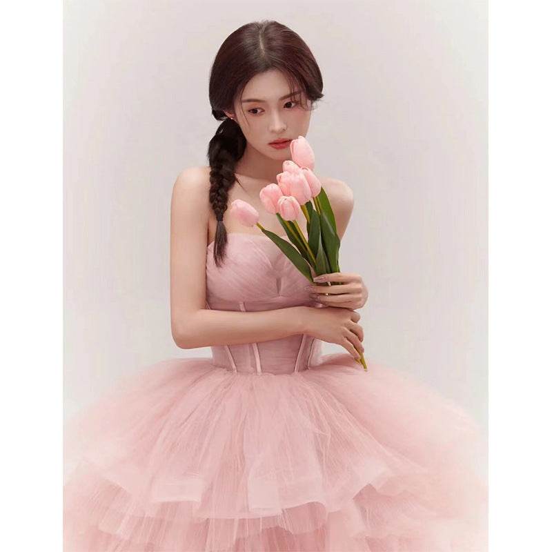 Buycenter Fairy Temperament Evening Dress - Elegant Pink Organza Style - Buy Center