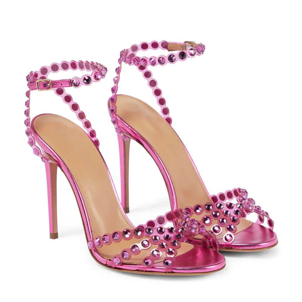Buycenter Elegant Jelly Diamond Stiletto Heels - Stylish Round Toe Pumps - Buy Center