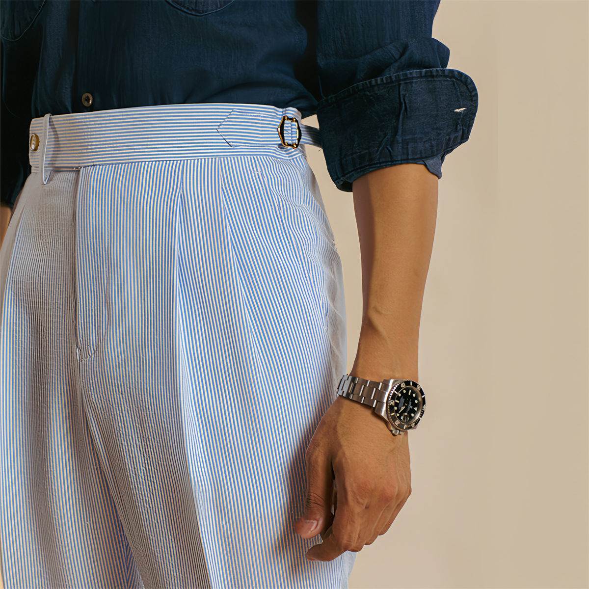 Men's Casual Suit Pants - Loose Harem Style in Trendy Blue for 2025 - Buy Center