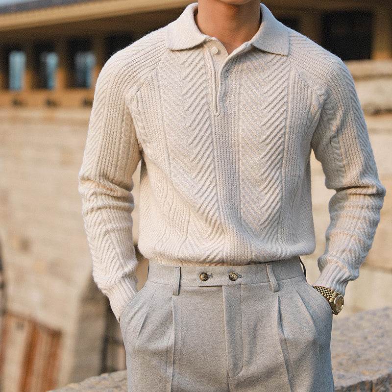 Buycenter Men's Thickened Warm Base Sweater - Stand Collar, Long Sleeve - Buy Center