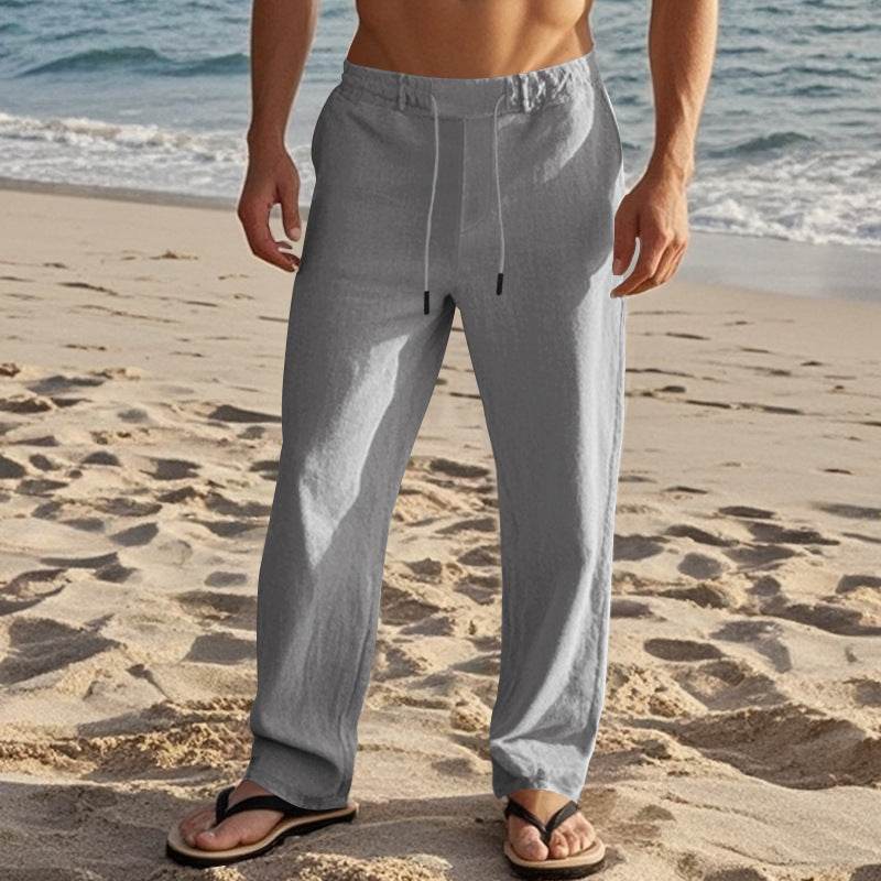 Men's Casual Drawstring Trousers - Premium Cotton Linen Sweatpants - Buy Center