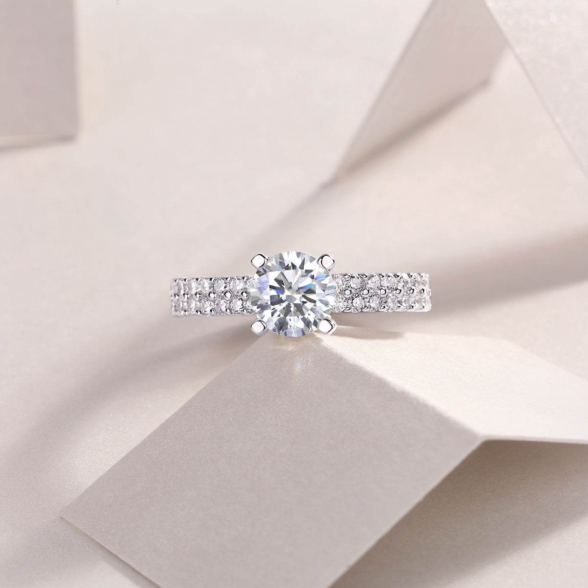 Buycenter Large Moissanite Diamond Rings - Luxury Silver Wedding Set - Buy Center