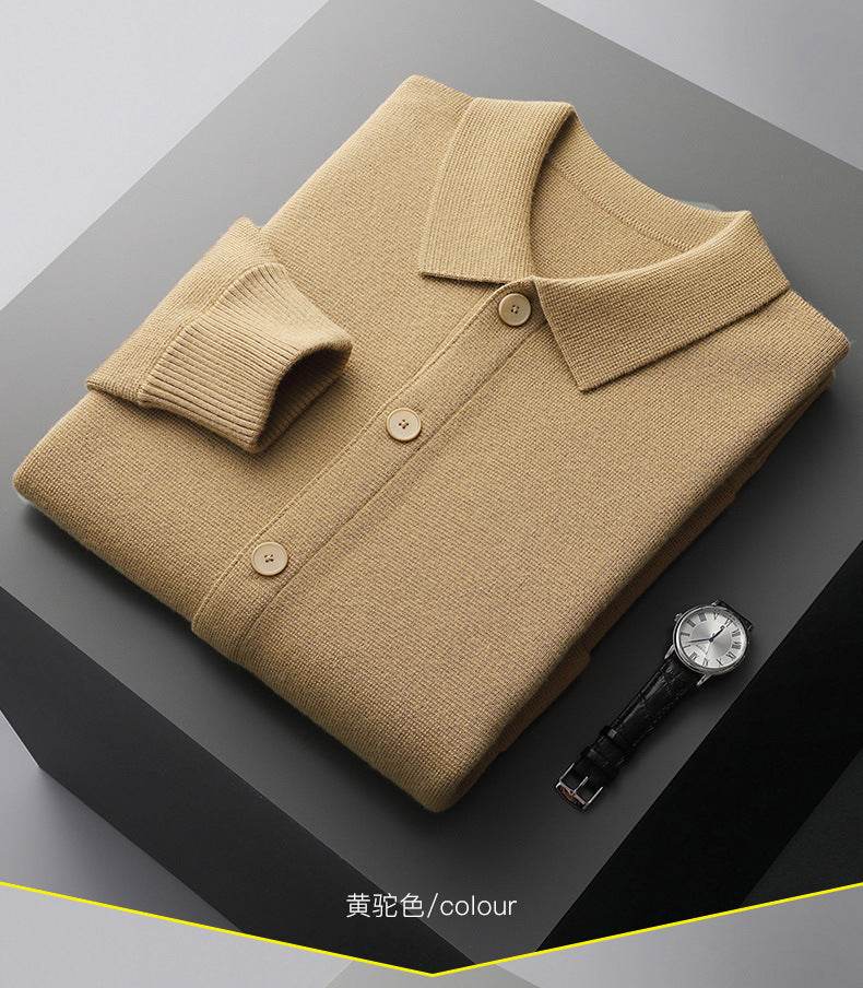 Buycenter Men's Wool Cardigan - Solid Color Thick Coat for Autumn Winter - Buy Center
