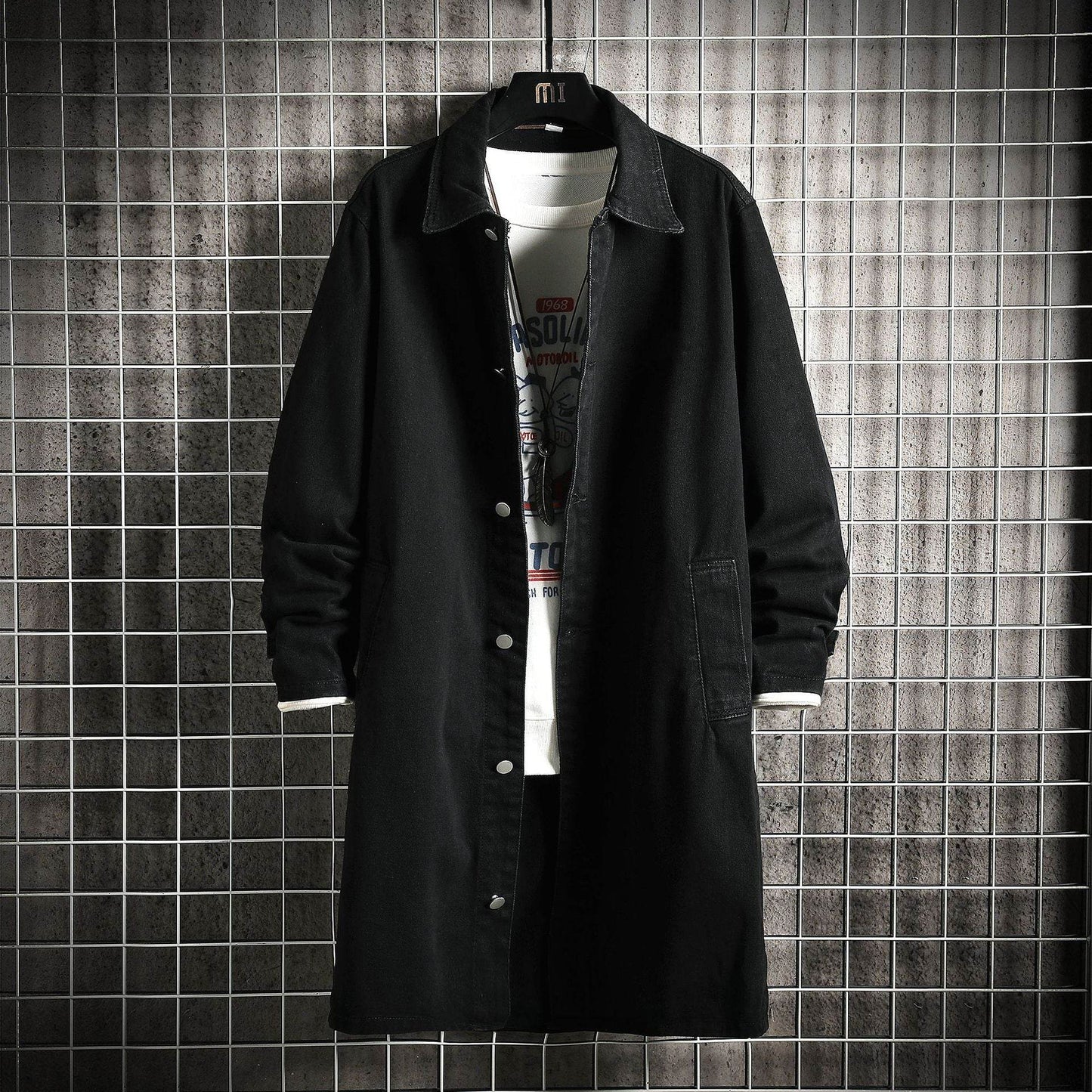 Men's Denim Trench Coat - Stylish Casual Mid-Length for All Occasions - Buy Center