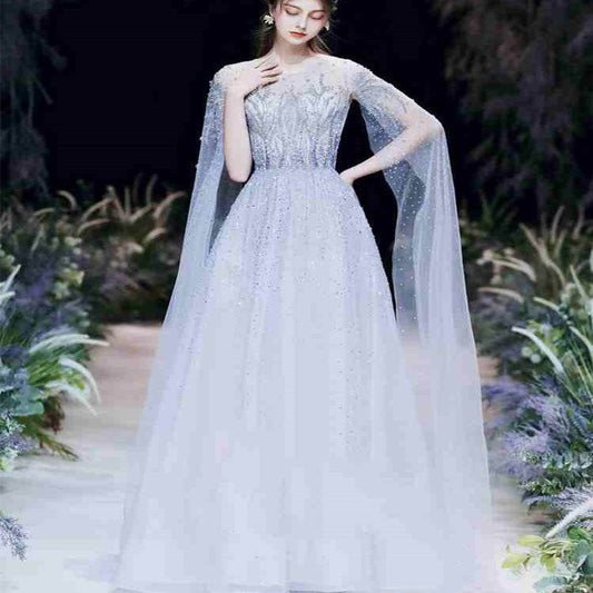 High-End A-Line Evening Dress for Engagement - Elegant U-Neck Style - Buy Center