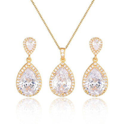 Elegant Zircon Water Drops Necklace & Earring Set - Bridal Jewelry 2025 - Buy Center