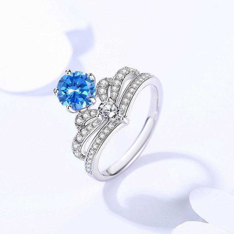 Buy Center Women's Moissanite Crown Ring - 925 Silver Jewelry - Buy Center